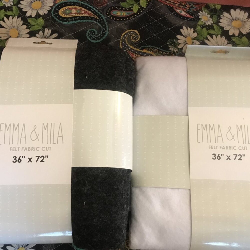 emma and mila felt fabrics: white & charcoal heather